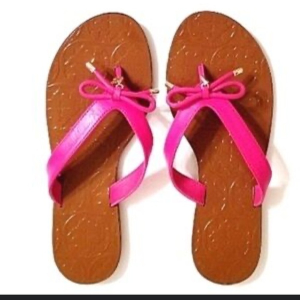Kate Spade Pink leather tie flip flops - woman’s size 7.5